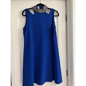 Royal blue high beaded neck